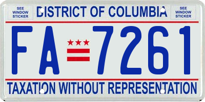 DC license plate FA7261