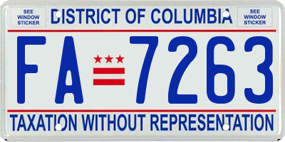 DC license plate FA7263