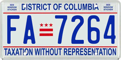 DC license plate FA7264