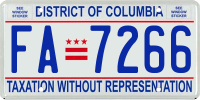 DC license plate FA7266