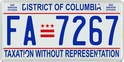 DC license plate FA7267