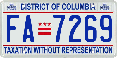 DC license plate FA7269