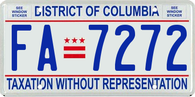 DC license plate FA7272