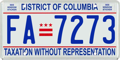 DC license plate FA7273