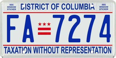 DC license plate FA7274