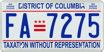 DC license plate FA7275