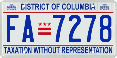 DC license plate FA7278