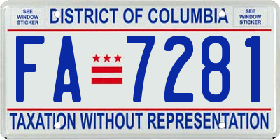 DC license plate FA7281