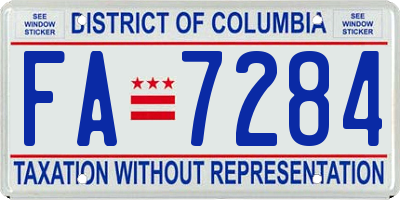 DC license plate FA7284