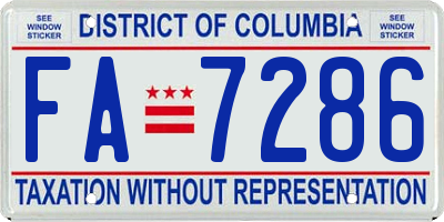 DC license plate FA7286