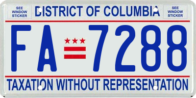 DC license plate FA7288