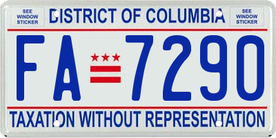 DC license plate FA7290