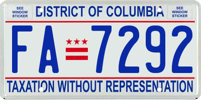 DC license plate FA7292