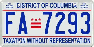 DC license plate FA7293