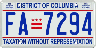 DC license plate FA7294