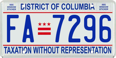 DC license plate FA7296