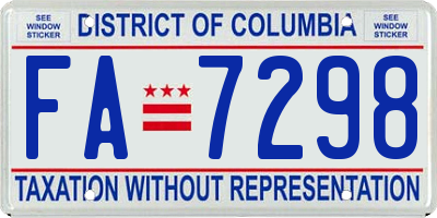 DC license plate FA7298