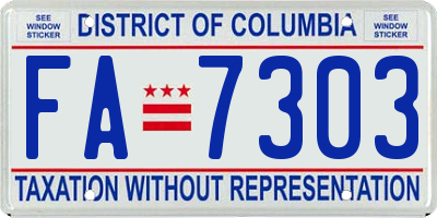 DC license plate FA7303