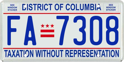 DC license plate FA7308