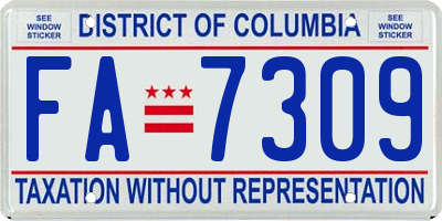 DC license plate FA7309