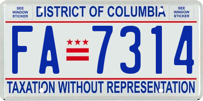 DC license plate FA7314