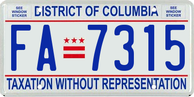 DC license plate FA7315