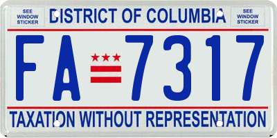 DC license plate FA7317