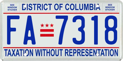 DC license plate FA7318