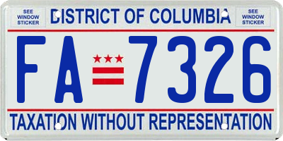 DC license plate FA7326