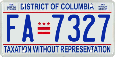 DC license plate FA7327