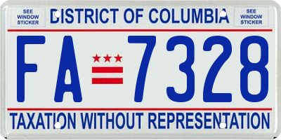 DC license plate FA7328