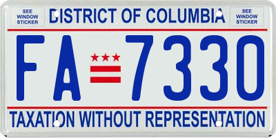 DC license plate FA7330