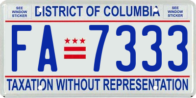 DC license plate FA7333