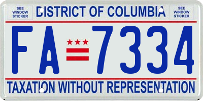 DC license plate FA7334