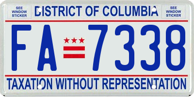 DC license plate FA7338