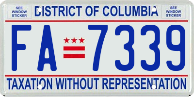 DC license plate FA7339