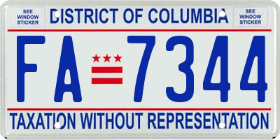 DC license plate FA7344