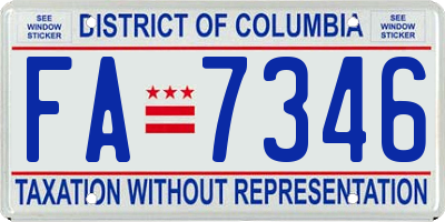 DC license plate FA7346