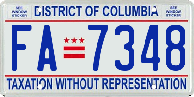 DC license plate FA7348