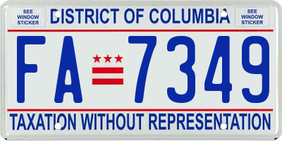 DC license plate FA7349