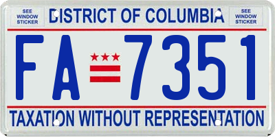 DC license plate FA7351