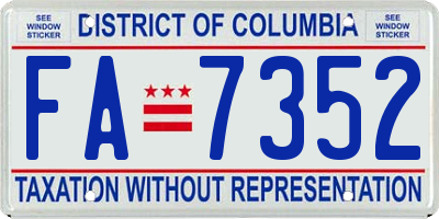 DC license plate FA7352