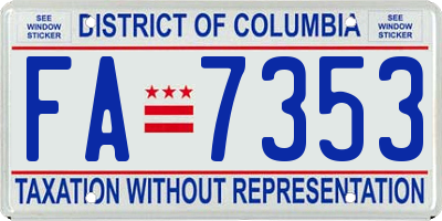 DC license plate FA7353