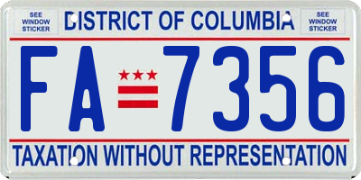 DC license plate FA7356