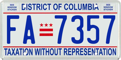 DC license plate FA7357