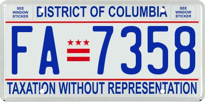 DC license plate FA7358