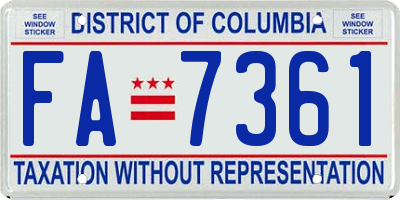 DC license plate FA7361