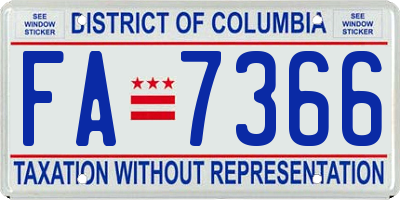 DC license plate FA7366