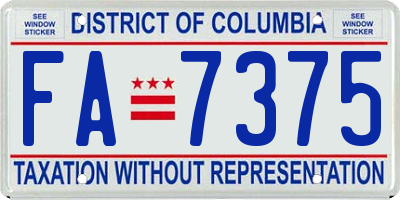 DC license plate FA7375