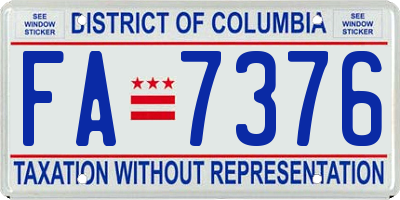 DC license plate FA7376